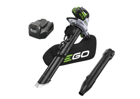 EGO LV5004E KIT 3 az 1-ben akkumulátoros lombszívó és lombfúvó, 56 V, 850 m³/h, 40 l gyűjtő, 16:1 aprítás, 2,5 Ah akkuval és töltővel