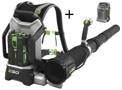 EGO LB6002E KIT akkumulátoros háti lombfúvó, 56 V, 1020 m³/h, 19,2 N fúvóerő, 5,0 Ah akkuval és gyorstöltővel