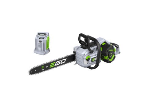 EGO CS1814E KIT akkumulátoros láncfűrész, 56 V, 45 cm láncvezető, 22 m/s láncsebesség, 2,5 kW, 5,0 Ah akkuval és 550 W gyorstöltővel